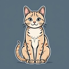 Obraz premium A charming illustrated cat character, featuring expressive eyes and playful stripes, perfect for various creative projects.