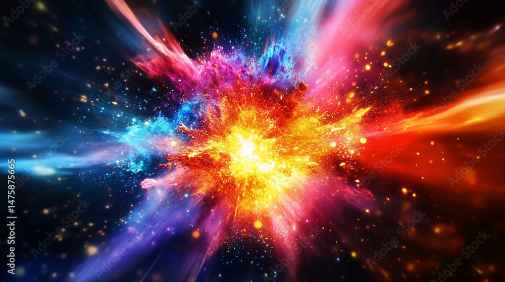 Poster vibrant explosion of colors in a dynamic abstract composition
