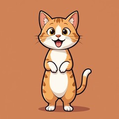 Obraz premium A cheerful cartoon cat standing upright, exuding playfulness and charm, perfect for pet-related designs and illustrations.