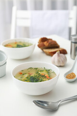 Vegetable soup, homemade healthy nutrition, healthy lifestyle