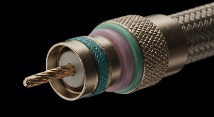 High-Definition Close-Up of a Coaxial Cable Connector