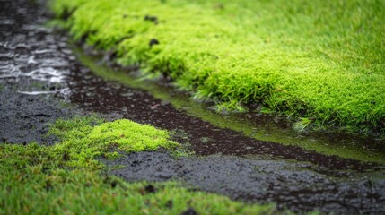 Fresh Grass and Wet Soil on a Rainy Day Capturing the Beauty of Nature&rsquo;s Simple Elements in a Lush Green Environment