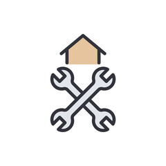 Depiction Of House Repair With Wrenches In A Simple Design Style