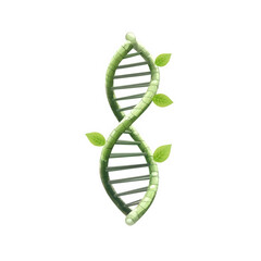 Green DNA Helix with Leaves Representing Nature and Genetics Combined