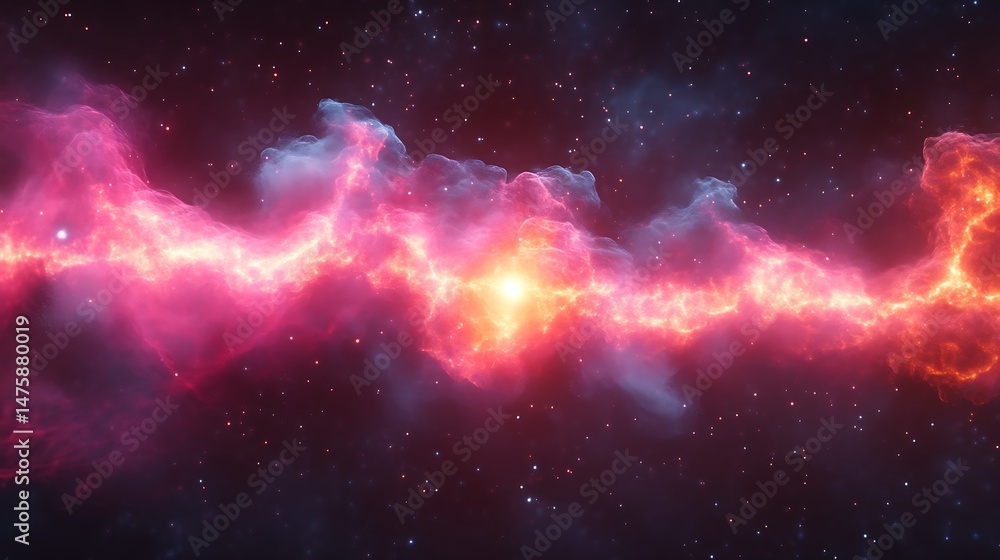 Canvas Prints a beautiful and bright nebula glows in the vast expanse of space
