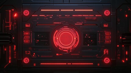 Fototapeta premium Futuristic Red Interface: Sci-Fi Technology Panel Design