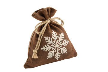 Obraz premium Brown gift bag with snowflake design PNG