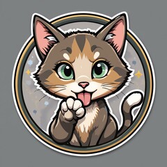 Cute cat graphic with vibrant colors, perfect for pet lovers and children's projects, adding charm to any design.