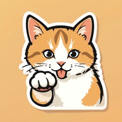 Fototapeta premium Playful cartoon cat design featuring a cute orange tabby with striking blue eyes and a charming expression.