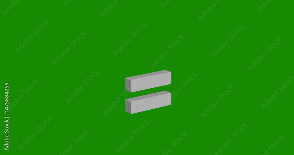 Poster isolated realistic white equals symbol front view with shadow. 3d illustration on green chroma key b