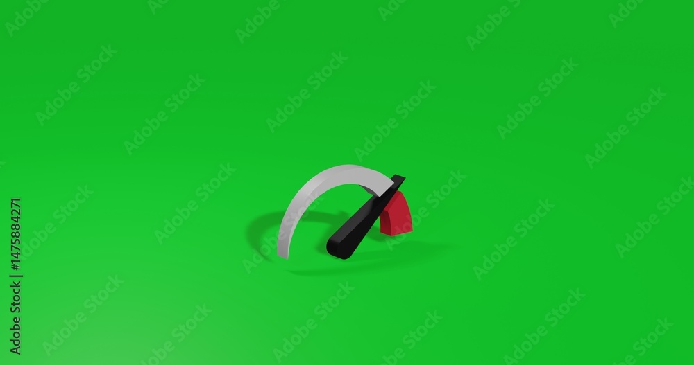 Poster isolated realistic white tachometer symbol front view with shadow. 3d illustration on green chroma k