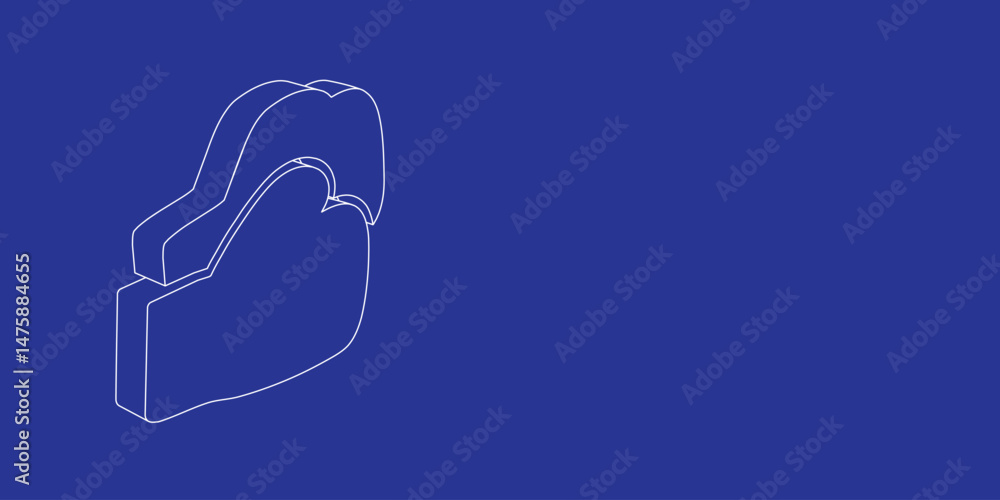 Aufkleber the outline of a large boxing gloves symbol made of white lines on the left. 3d view of the object i