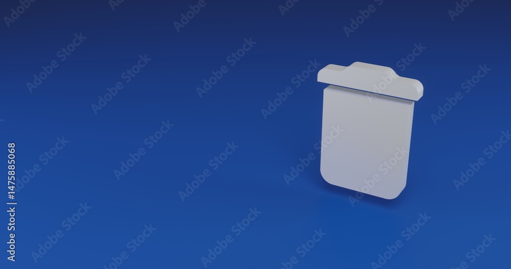 Aufkleber isolated realistic white trash symbol with shadow. located on the right side of the scene. 3d illust