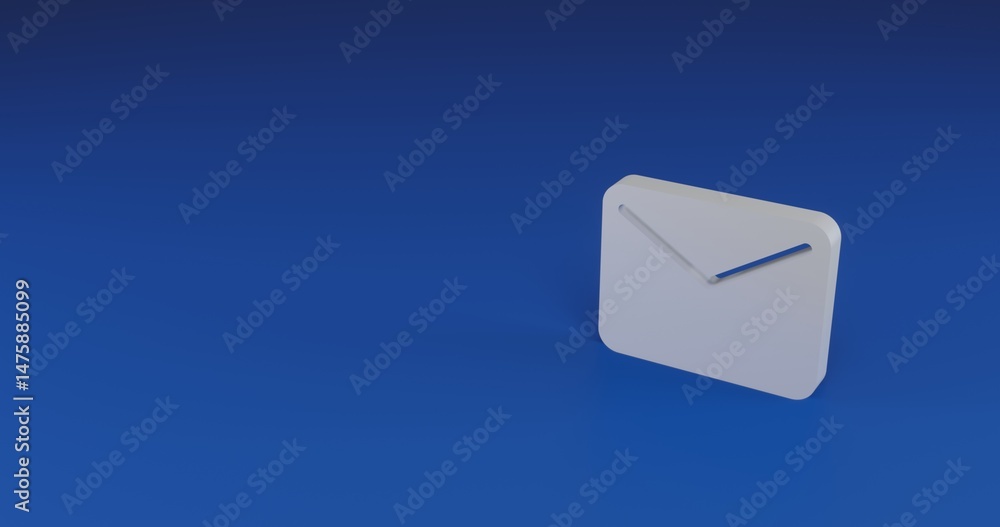 Poster isolated realistic white email symbol with shadow. located on the right side of the scene. 3d illust