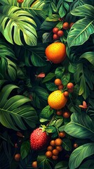 Fototapeta premium Tropical fruits and greenery