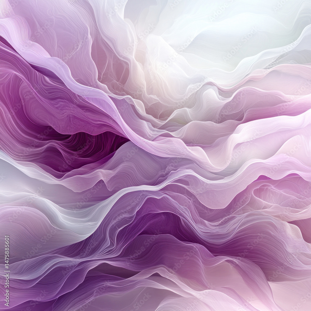 Poster the image is a beautiful, flowing purple and white design that evokes a sense of calm and serenity. 
