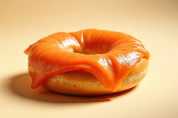 Delicious Smoked Salmon Bagel Photography: Sunny Corner, Cream Background, Split Lighting, Clean Style