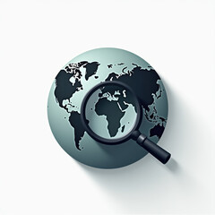 Global Search, Magnifying Glass on World Map - 3D illustrations