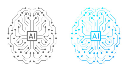 Minimal Vector AI Brain Circuit Icon