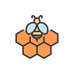 Stylized Bee On Honeycomb Illustrating Apiculture And Honey Production