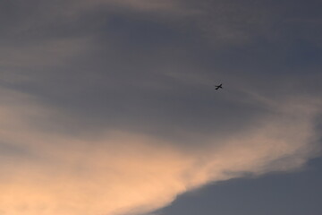 beautiful golden sky and white cloud background in springtime