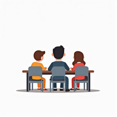 Team Meeting Back View Illustration - Minimalist design