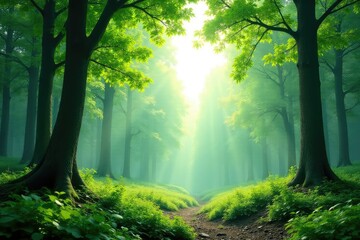 Lush green forest isolated on white background Perfect for design projects needing a natural element , cutout, nature, forest scene