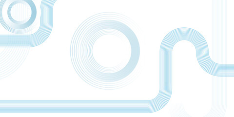 Fototapeta premium White abstract background with blue gradient circle lines. Geometric stripe line art design. Minimal lines pattern.