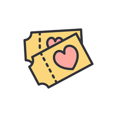 Two Tickets With Heart Symbols For Valentine's Day Event Access