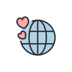 Lovely Planet Earth Illustration Featuring Two Floating Hearts
