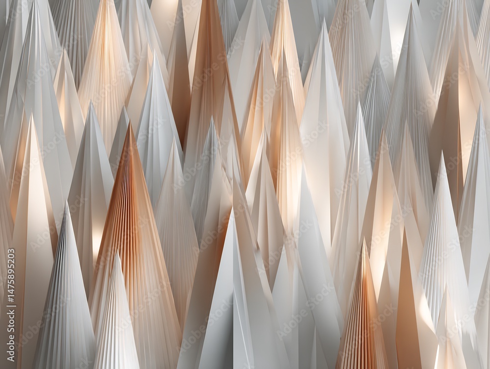 Poster abstract geometric pattern of pointed shapes in neutral and warm tones backdrop
