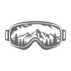 Ski Goggles with Mountain Landscape Illustration