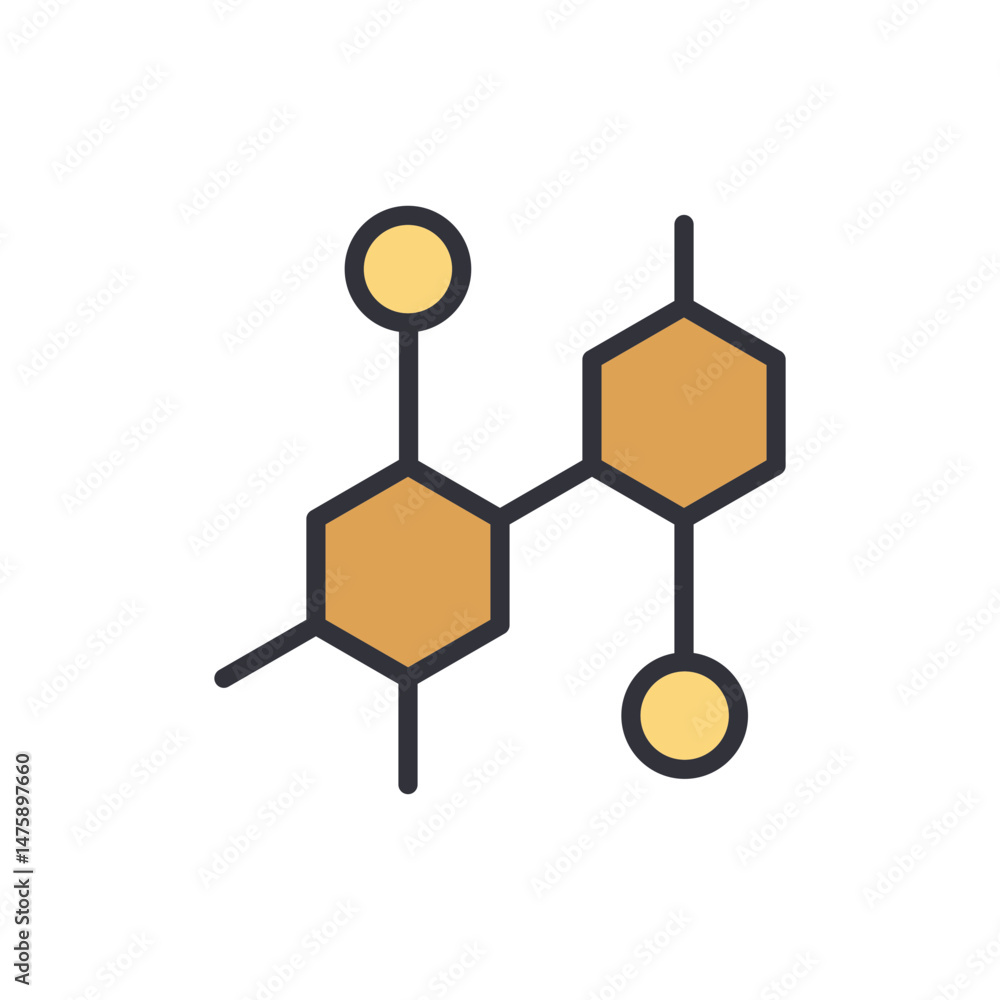 Poster geometric molecular structure concept with interconnected shapes and circles