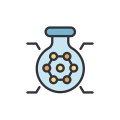 Chemical Experiment Beaker With Molecule For Research And Discovery