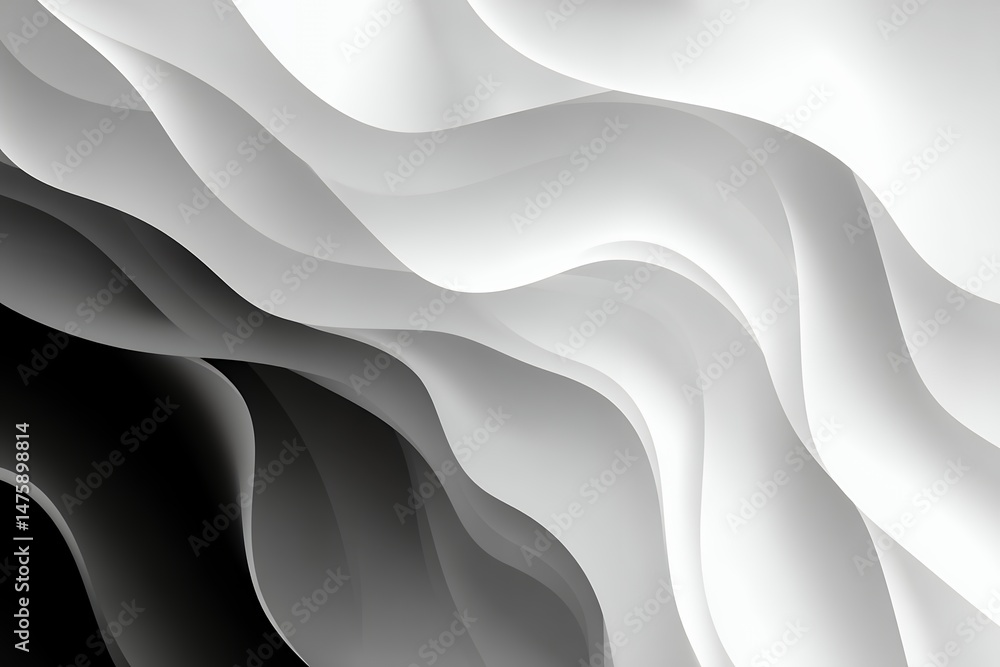 Poster abstract black and white wave background smooth grayscale curves and lines