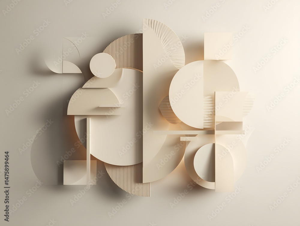 Poster abstract geometric composition with soft tones and subtle textural elements