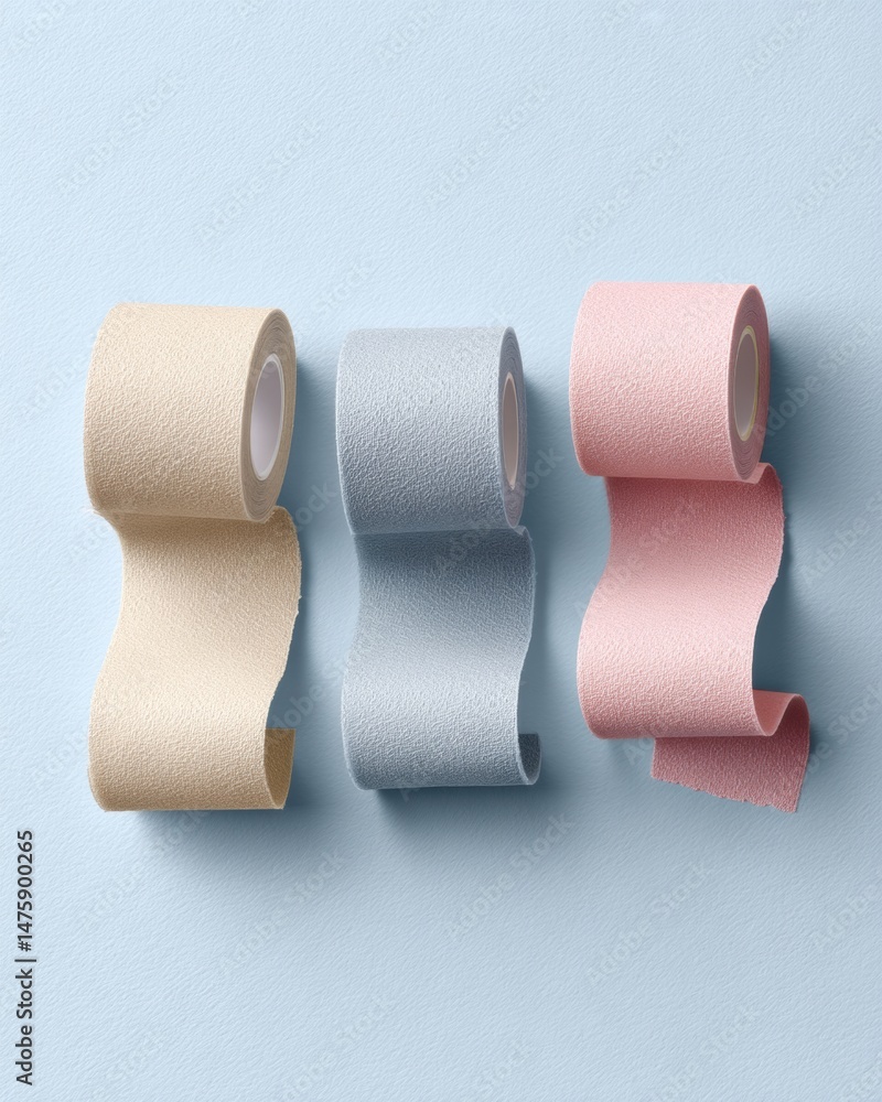 Fototapete minimalist adhesive solutions pastel textured tape rolls in soft neutrals - ergonomic office essenti
