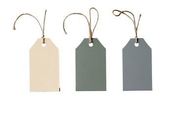 Three blank gift tags with twine