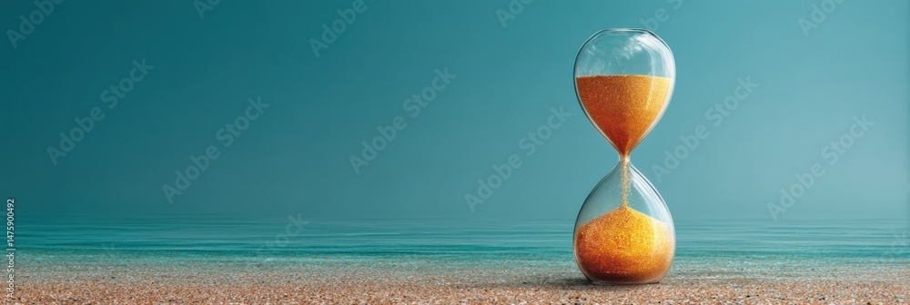 Poster Mindful Time Management Minimalist Digital Wellness Hourglass Visualizing Professional Burnout Recovery and Productivity Transformation in Serene Landscape