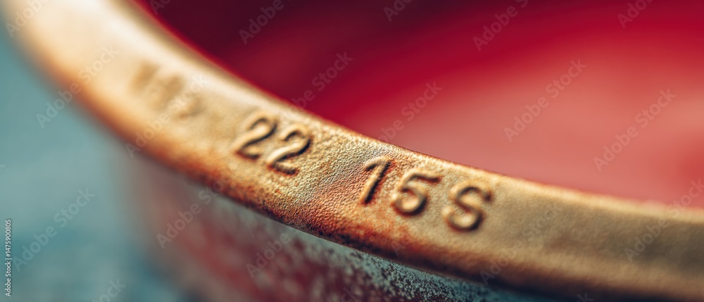 Aufkleber Precision Manufacturing Micro-Details High-Resolution Metallic Surface Texture Revealing Embossed Numerical Code - Industrial Design Macro Exploring Precision Engineering