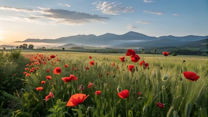 poppy field in the summer