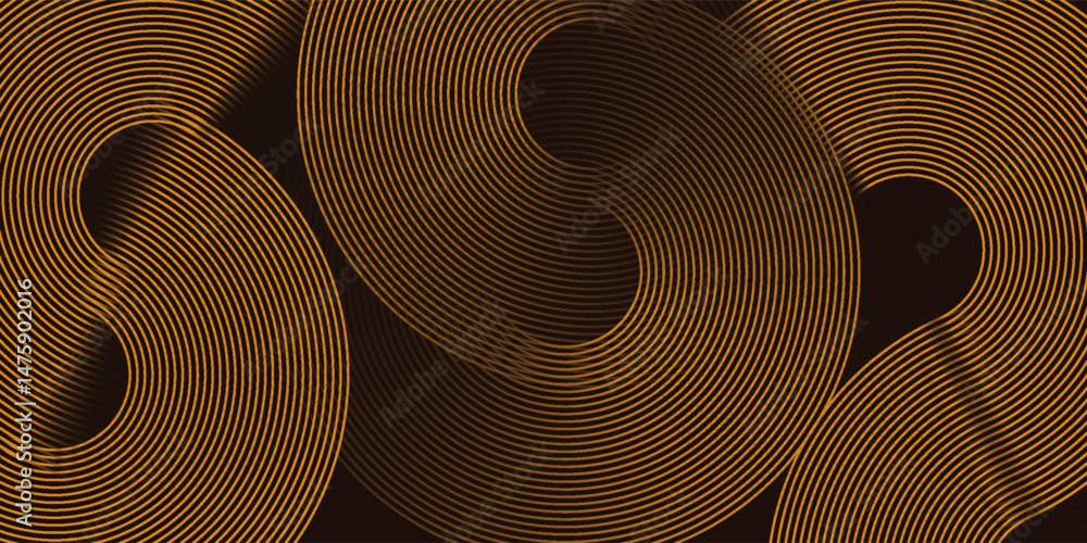 Poster 3d brown lines techno abstract background overlap layer on dark space with circles shapes effect dec