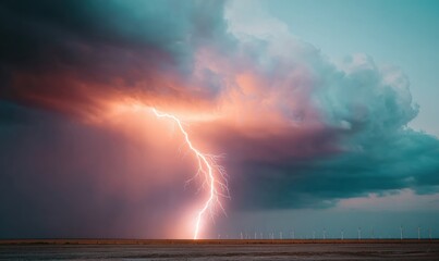Elemental Power Unleashed Cinematic Climate Tech Visualization of Epic Lightning Storm Over Renewable Energy Landscape - Dramatic Atmospheric Climate Change Narrative