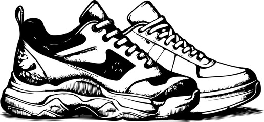 vector sketch illustration silhouette design icon logo symbol sneakers youth