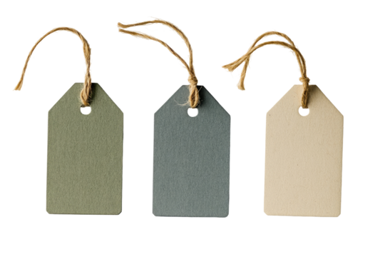 Blank price tags in muted colors