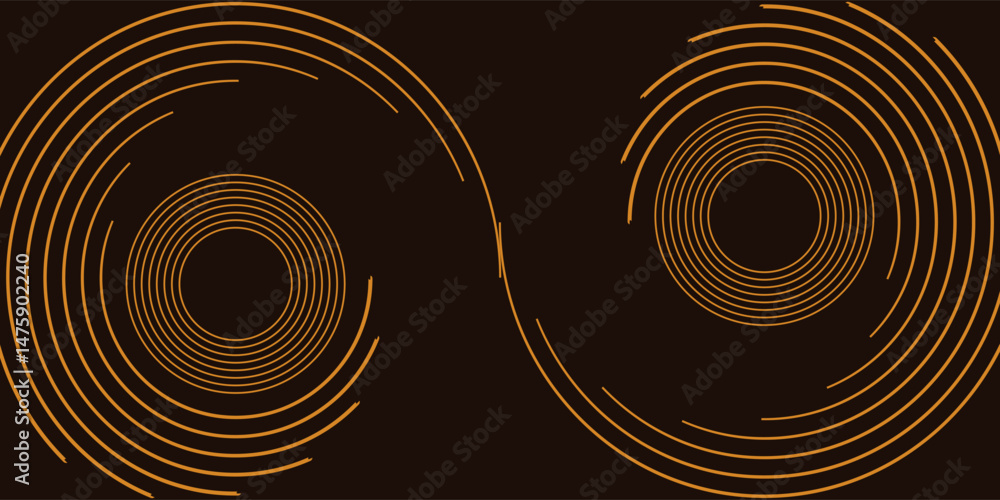Aufkleber 3d brown lines techno abstract background overlap layer on dark space with circles shapes effect dec