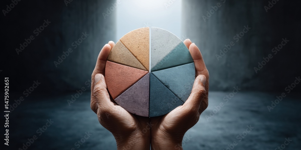 Aufkleber strategic investment insights minimalist hands revealing multisectoral portfolio segmentation - inno