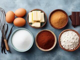 Artisan Baking Essentials Cinematic Culinary Composition Showcasing Minimalist Ingredient Styling for Gourmet Home Cooking and Creative Food Content