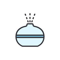 Minimalist Illustration Of An Aroma Diffuser Spreading Fragrant Vapor