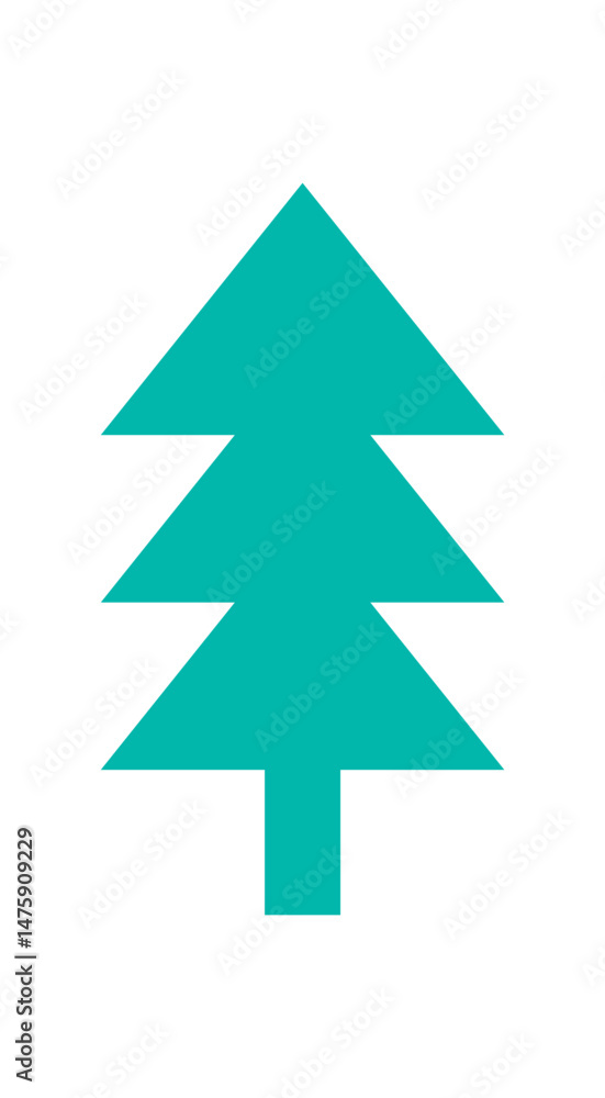 Wall mural modern triangle tree icon. abstract symbol of a tree shape. flat design element, brutalist style, y2